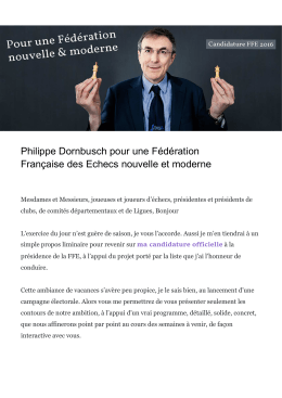 Philippe Dornbusch pour une Fédération Française des Echecs