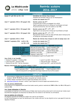 Rentrée scolaire 2016-2017 - Ensemble scolaire La Miséricorde