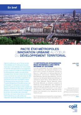 En bref | Pacte État-métropoles : l`innovation urbaine au