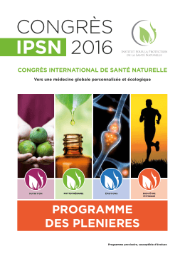 Programme PDF - Congrès international de Santé Naturelle