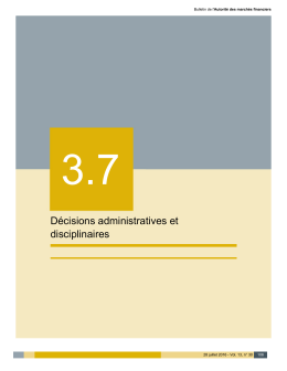 Décisions administratives et disciplinaires