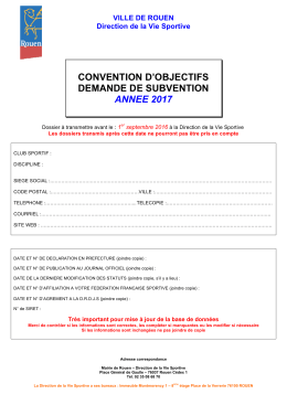 CONVENTION D`OBJECTIFS DEMANDE DE SUBVENTION ANNEE