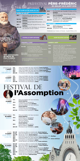 Préfestival PÈRE-FRÉDÉRIC - Sanctuaire Notre-Dame-du-Cap