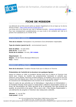 fiche de mission - Fondation Nicolas Hulot