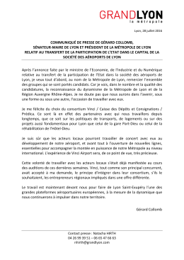 Communiqué de presse de Gérard Colomb, sénateur