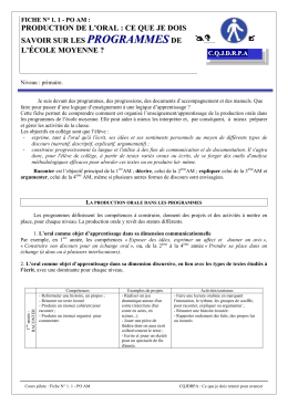 L`oral dans les programmes de l`école moyenne.