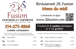Menu du midi - Restaurant 2K Fusion
