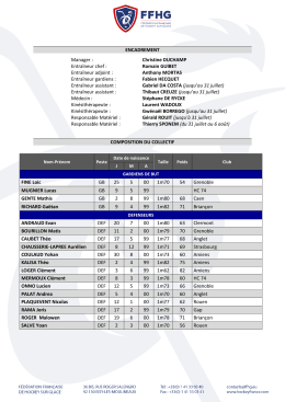 ENCADREMENT Manager : Christine DUCHAMP Entraîneur chef