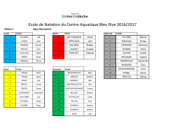 Ecole de Natation du Centre Aquatique Bleu Rive 2016/2017