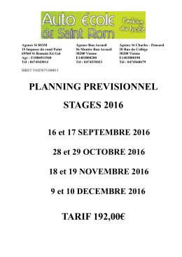Planning previsionnel 2016