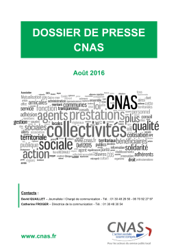 Dossier de presse CNAS – Août 2016
