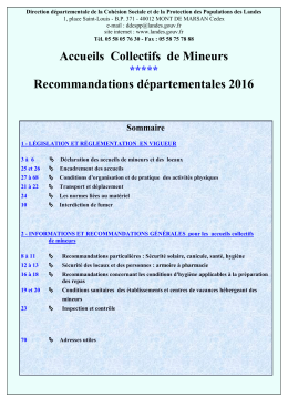Recommandations départementales 2016