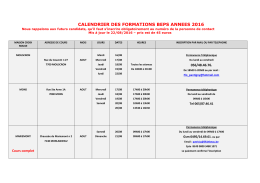 CALENDRIER DES FORMATIONS BEPS ANNEES 2016