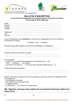 bulletin d`inscription - Communauté de Commune du Vinobre