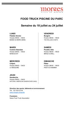 FOOD TRUCK PISCINE DU PARC Semaine du 18 juillet au 24 juillet