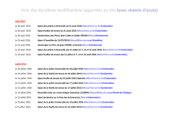 Liste des dernières modifications apportées au site (avec chemin d