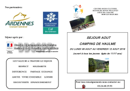Séjour camping Août - Bienvenue sur le site du Centre Socio