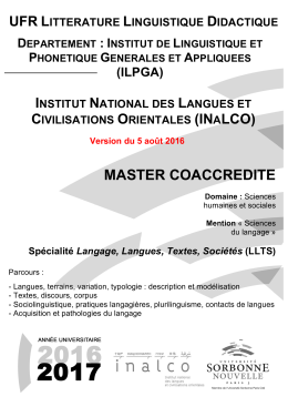 MASTER COACCREDITE - ilpga - Université Sorbonne Nouvelle