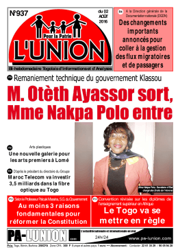 L`Union N°937 - République Togolaise