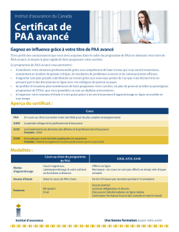 Certificat de PAA avancé - Insurance Institute of Canada