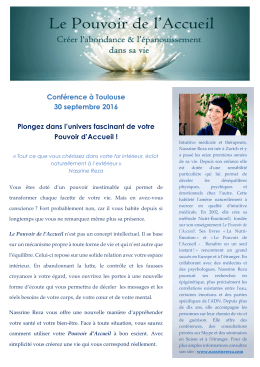 Conférence à Toulouse 30 septembre 2016 Plongez dans l`univers