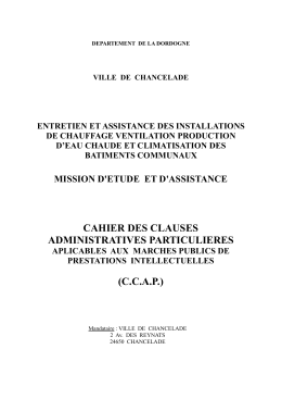 cahier des clauses administratives particulieres (ccap)
