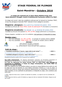 Dossier inscription stage FSGT