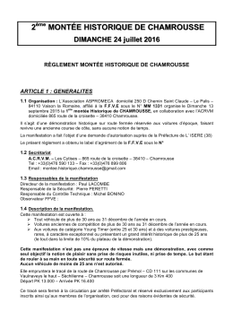 Règlement Montée Historique - Course de côte de Chamrousse