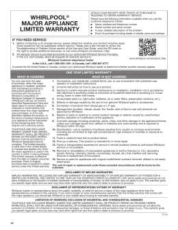 whirlpool® major appliance limited warranty