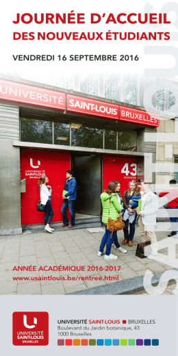 JOURNÉE D`ACCUEIL - Université Saint-Louis