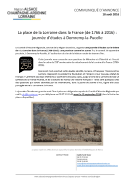 La place de la Lorraine dans la France (de 1766 à 2016) : journée d
