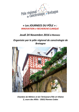 « Les JOURNEES DU PÔLE » : Jeudi 24 Novembre 2016 à Rennes