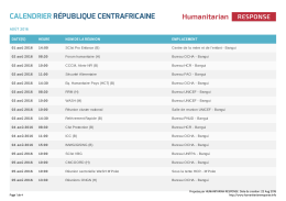 Calendrier République centrafricaine | HumanitarianResponse
