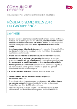 CP - Groupe SNCF Résultats semestriels
