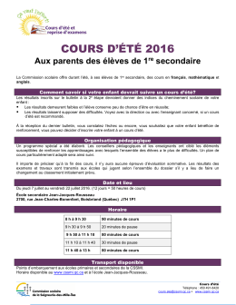 cours d`été 2016