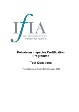 Petroleum Inspector Certification Programme Test Questions