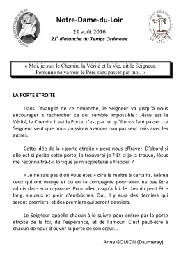 Bulletin hebdomadaire - Paroisse Notre-Dame du Loir