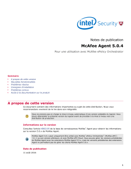 McAfee Agent 5.0.4 (For On-Premise ePolicy Orchestrator) Notes de