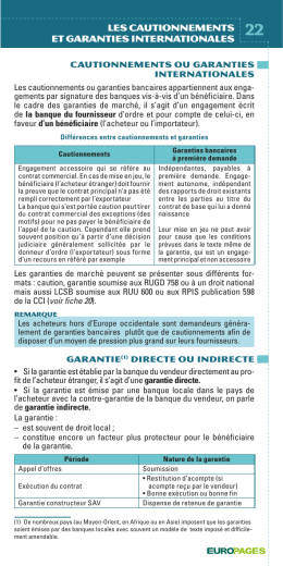 Les cautionnements et garanties internationales