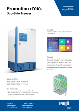 Promotion Duo-Safe Freezer - Renggli Laboratory Systems