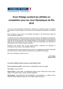 Anne Hidalgo soutient les athlètes en compétition pour les Jeux