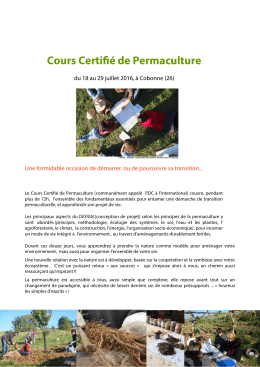 Cours Certifié de Permaculture - Le passe