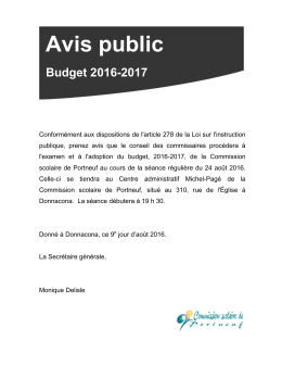 Avis public - Commission scolaire de Portneuf