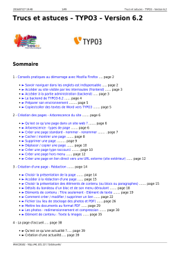 Trucs et astuces – TYPO3 – Version 6.2