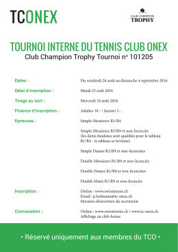 affiche - Tennis Club Onex