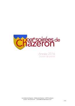 Dossier de presse 2016 – XXIIe Festival des Soirées de Chazeron