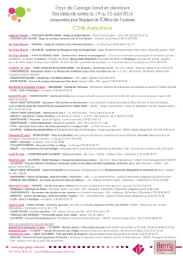 Manifestations du 19 au 25 août 2016 - Office de tourisme