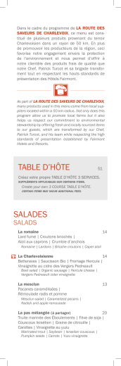 TABLE D`HÔTE SALADES