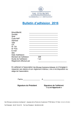 Bulletin d`adhésion 2016 - Association de commerçants et d