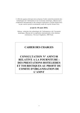 CAHIER DES CHARGES CONSULTATION N° AMNT/0l RELATIVE